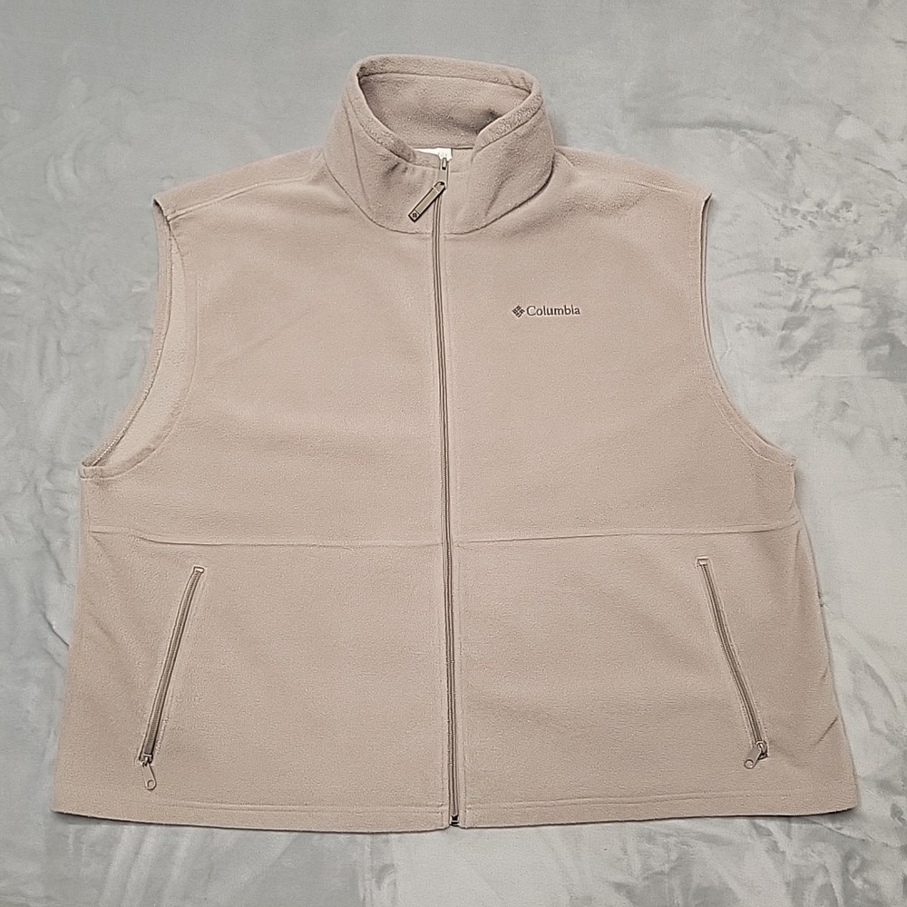 Columbia Vest Mens 4X Tan Steens Mountain Full Zip Fleece Sleeveless Hiking